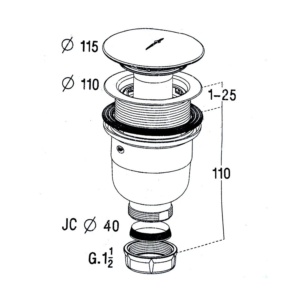 Bonde de douche D90 clapet ABS chrome SV