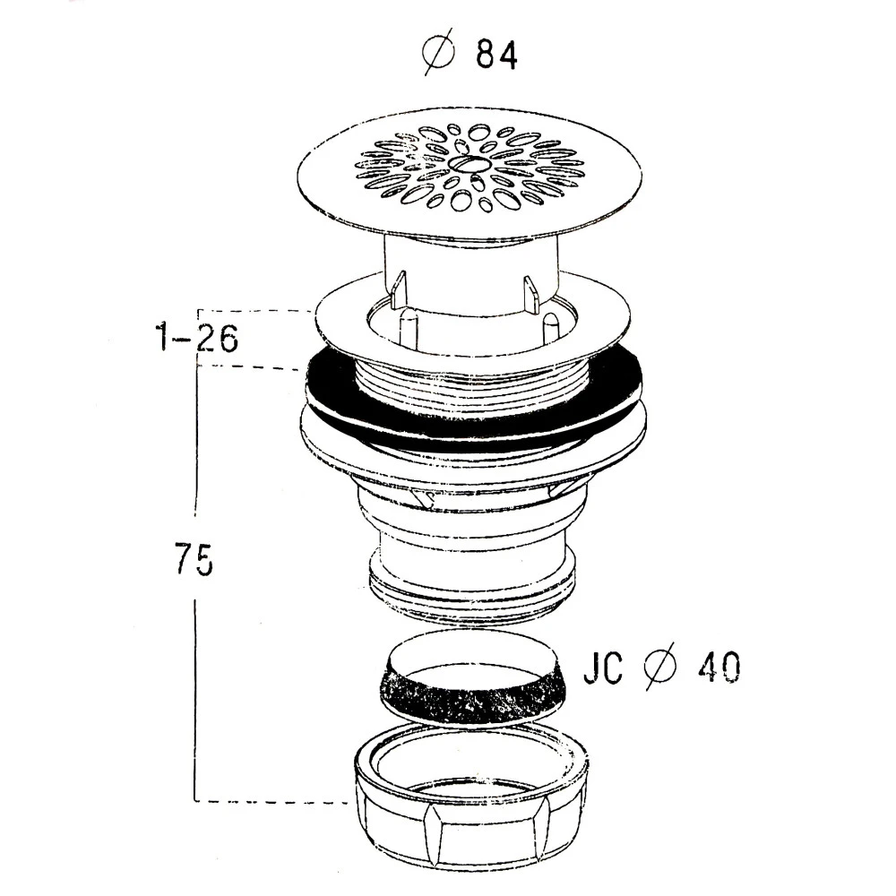 Bonde siphoïde sortie verticale D40